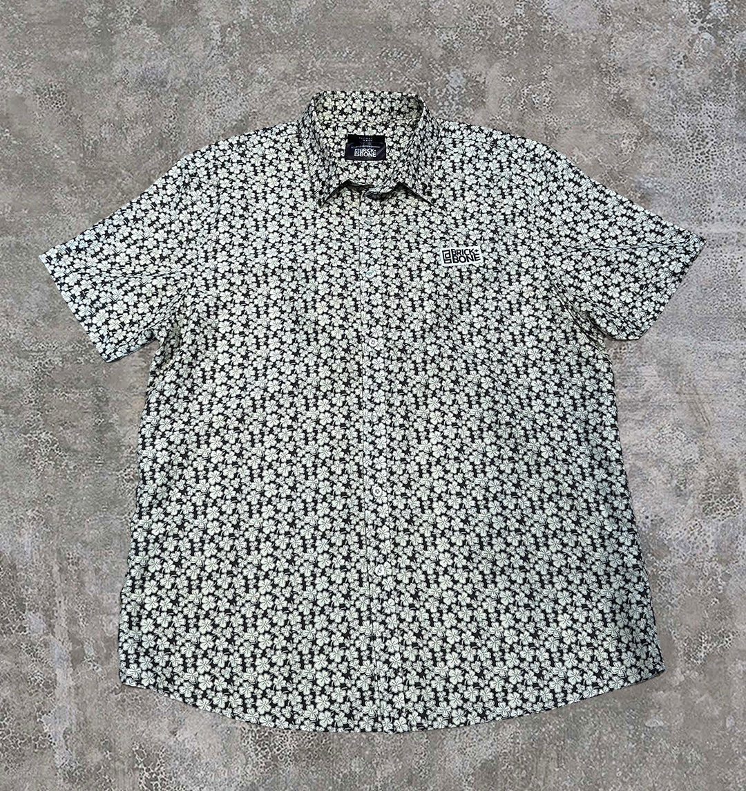 Upcycled, hand dyed, floral shirt