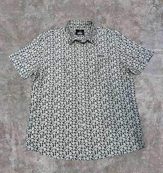 Upcycled, hand dyed, floral shirt