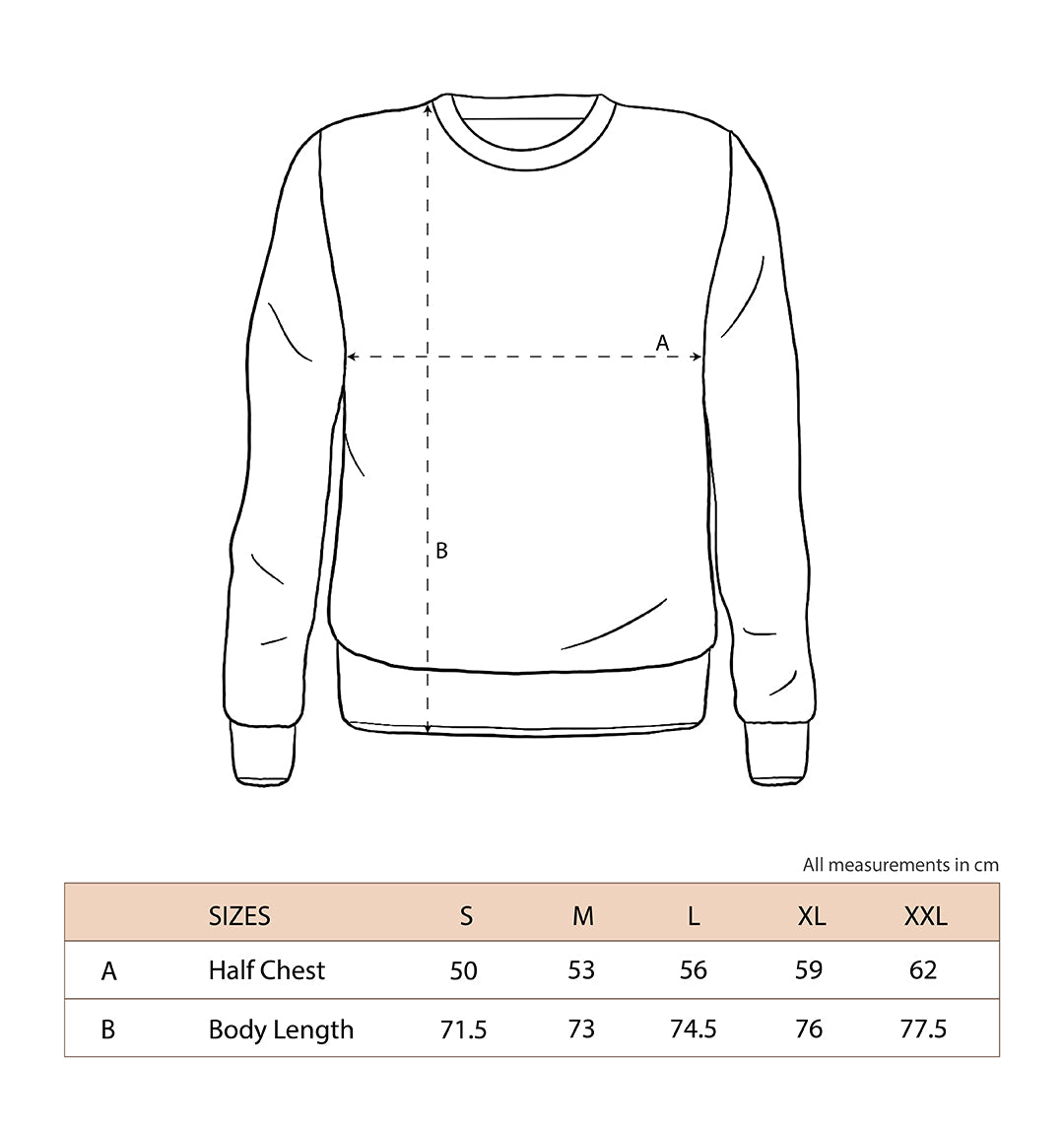 Brick and bone sweatshirt size guide